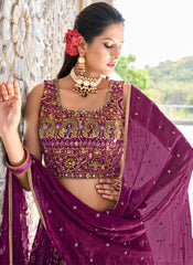 Purple Ready to Wear Mulsin Lehenga Choli