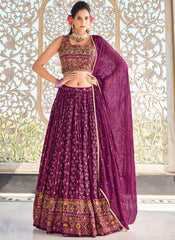 Purple Ready to Wear Mulsin Lehenga Choli