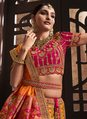 Mustard Yellow and Rani Silk Bridal Wear