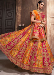 Mustard Yellow and Rani Silk Bridal Wear