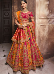 Mustard Yellow and Rani Silk Bridal Wear