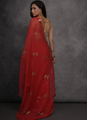 Red Party Wear Georgette Saree