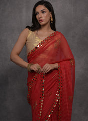 Red Party Wear Georgette Saree