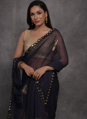 Navy Blue Party Wear Georgette Saree