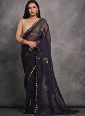 Navy Blue Party Wear Georgette Saree