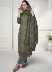 Dark Grey Ready to Wear Pakistani Style Suit