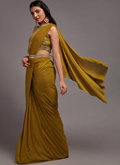 Rustic Green Ready to wear Georgette Saree