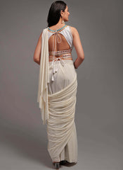 Pearl White ready to wear Georgette Saree